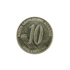 10 ecuadorian centavo coin (2000) obverse isolated on white background