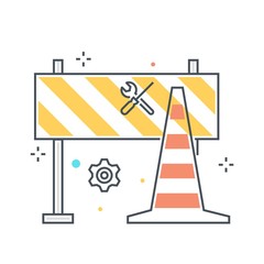 Color line, road block illustration, icon