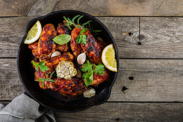 Chicken wings in cast iron skillet