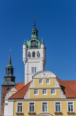 Fototapeta na wymiar Town hall and church tower in the historical center of Verden