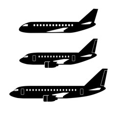 Aircraft vector icons on white background