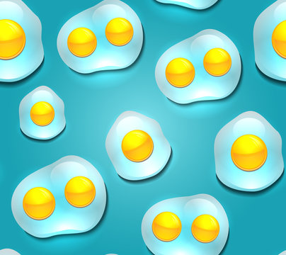 Seamless texture with fried eggs. Omelette. Vector background for your creativity