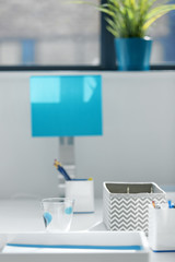 Modern blue office desk