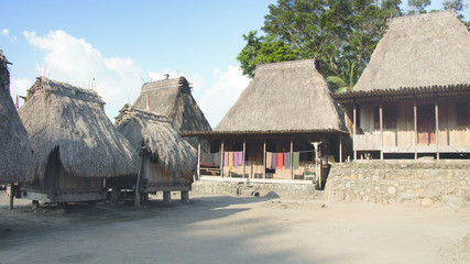 Bena a traditional village with grass huts of the Ngada people in Flores near Bajawa, Indonesia.