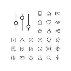 Filter icon in set on the white background. Universal linear icons to use in web and mobile app.