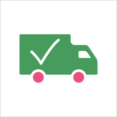 Delivery truck simple flat icon on background