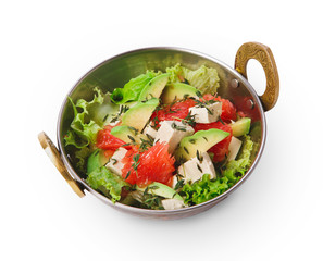 Vegetarian indian restaurant dish, fresh salad isolated