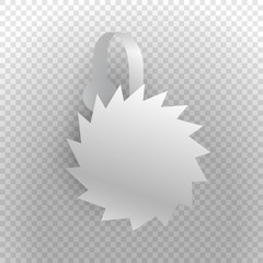 Obraz premium Shelf wobbler discount label mockup with strip isolated on transparent background, sale and best seller tag for product sale in shop, best price, special offer, realistic design, vector illustration