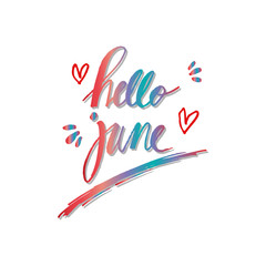 Hello june lettering print poster.