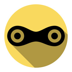 Link sign illustration. Vector. Flat black icon with flat shadow on royal yellow circle with white background. Isolated.