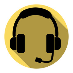 Fototapeta premium Support sign illustration. Vector. Flat black icon with flat shadow on royal yellow circle with white background. Isolated.