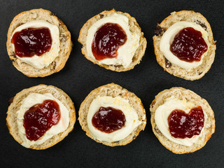 Scones With Clotted Cream and Strawberry Jam