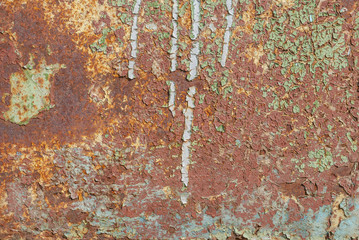 surface of rusty iron with remnants of old paint, chipped paint, texture background