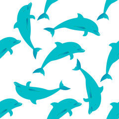 Seamless pattern with dolphins