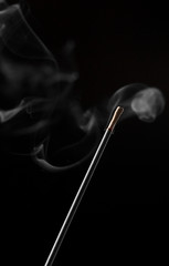 Photo of the smoke of incense on a black background