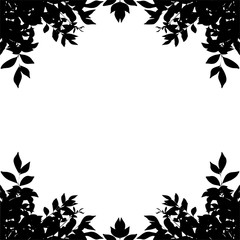 leaf border silhouette isolated on white background. Clipping paths included.