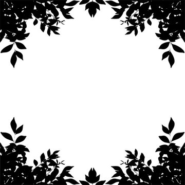 leaf border silhouette isolated on white background. Clipping paths included.