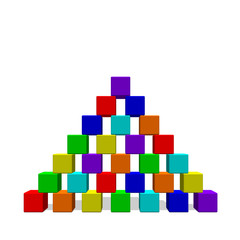 Naklejka premium Pyramid from toy building blocks. Vector colorful illustration.Front view.