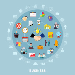 Business Pictograms Round Composition