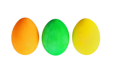 Painted Easter eggs isolated on white background with work path.