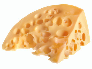 slice of delicious yellow cheese with round holes