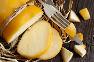 Scamorza, typical italian smoked cheese