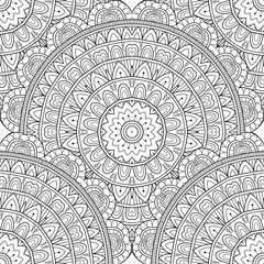 Vector Seamless Monochrome Pattern. Printable Coloring Pages. Hand Drawn Decorative Scales