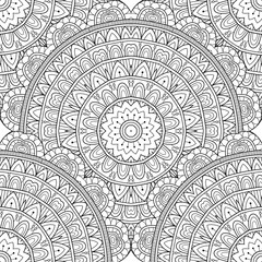 Vector Seamless Monochrome Pattern. Printable Coloring Pages. Hand Drawn Decorative Scales