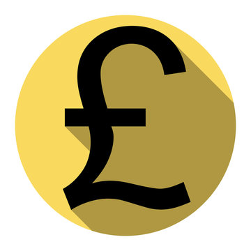 recommend clip art: Turkish lira sign. Vector. Flat black icon with flat shadow on royal yellow circle with white background. Isolated.