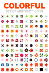 Set of vector colorful geometrical abstract icons