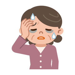 体調不良のシニア女性