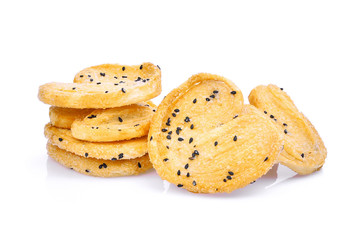biscuit with black sesame isolated on white background