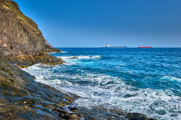 Famous beach Playa de las Teresitas,Tenerife, Canary islands, Spain
