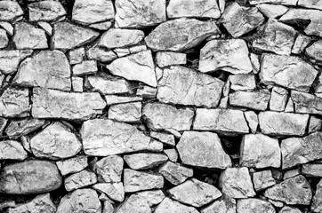 High Contrast Black And White Rock Made Wall Closeup 