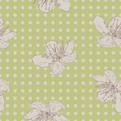 Vintage seamless pattern with cherry blossom