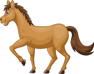 Fototapeta na wymiar cartoon brown horse running