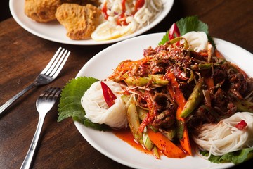 Spicy Freshwater Snails with Thin Noodles, 골뱅이소면