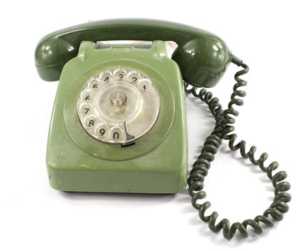 Green Old Fashioned Dial Telephone