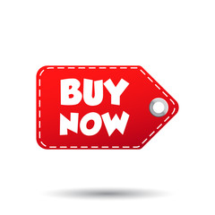 Buy now hang tag. Label vector illustration on white background