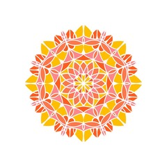 Kaleidoscope big bud. Oriental pattern illustration. Flower background