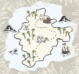 Fototapeten Schatkaart van piraten eiland © emieldelange