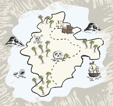 Schatkaart van piraten eiland