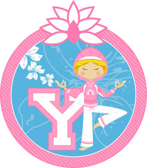 Y is for Yoga Alphabet Learning Illustration