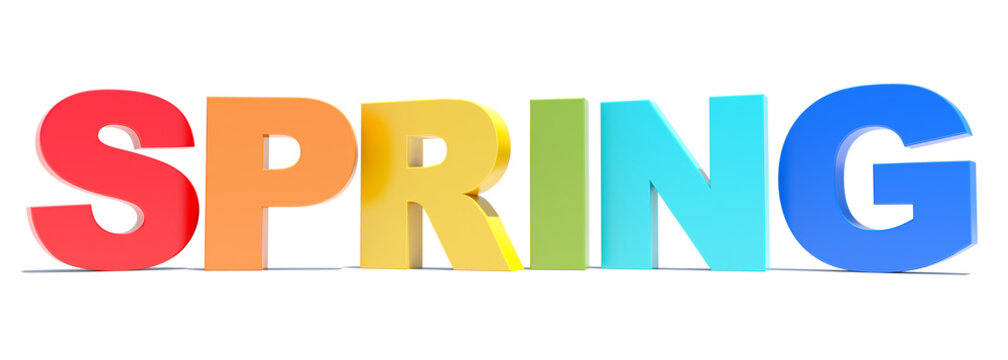 Spring colorful text on white