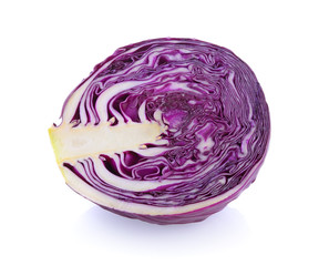 Fototapeta premium Purple cabbage slice on white background