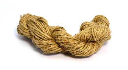 Hemp rope on white background