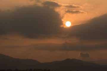 The sun over the mountain in the morning