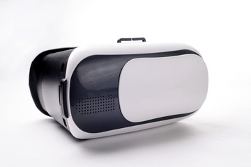 Virtual Reality glasses with smartphone, on white background. vr gadget concept.