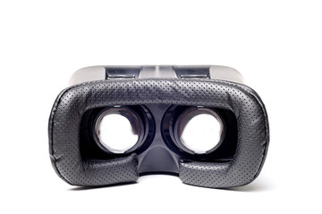 Virtual Reality glasses with smartphone, on white background. vr gadget concept.