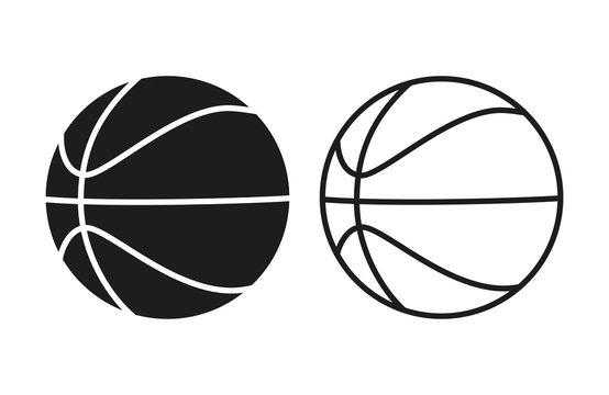 Set of icons of basketball balls. Filled and line basketball balls isolated on white background. Vector